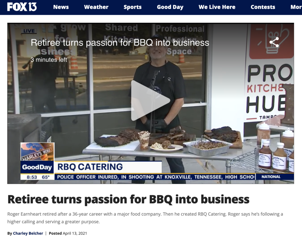 Fox 13 did a cover on Roger who turned his passion for BBQ into a business.